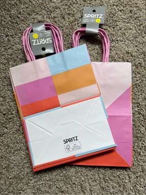 2 Pack (4 bags in each) Spritz Pink and Orange Multi-Color Gift Bag